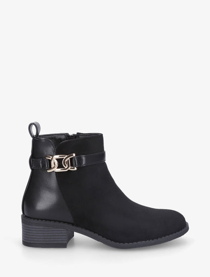 Bottines bi-matière à boucle décorative - Noir - 1