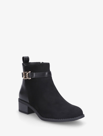 Bottines bi-matière à boucle décorative - Noir - 2