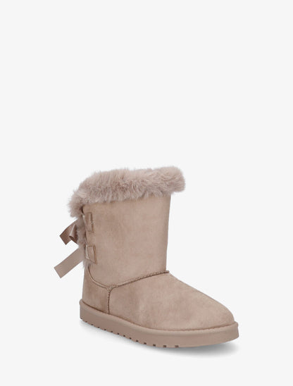 Bottines montantes fourrées à noeud - Taupe - 2