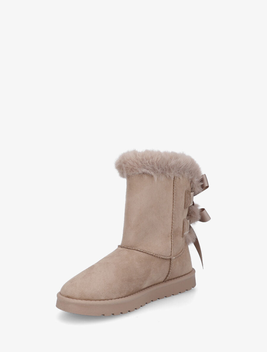 Bottines montantes fourrées à noeud - Taupe - 3