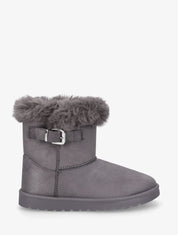 Bottines fourrées en suédine à boucle - Gris - 1