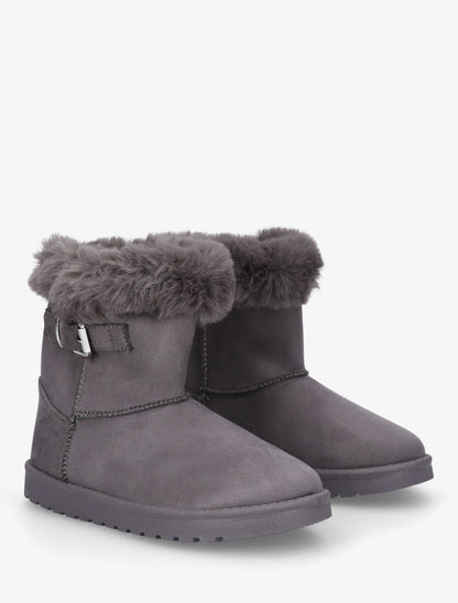 Bottines fourrées en suédine à boucle - Gris - 4