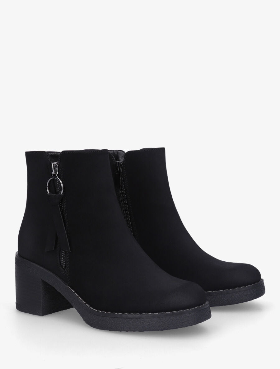 Bottines en suédine à zip - Noir - 4
