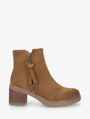 Bottines en suédine à zip - Camel - 5