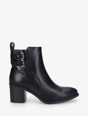 Bottines en simili à double boucles - Noir - 1