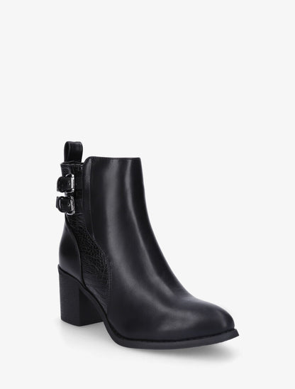 Bottines en simili à double boucles - Noir - 2