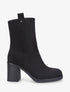 Bottines montantes en suédine à talon - Noir - 1