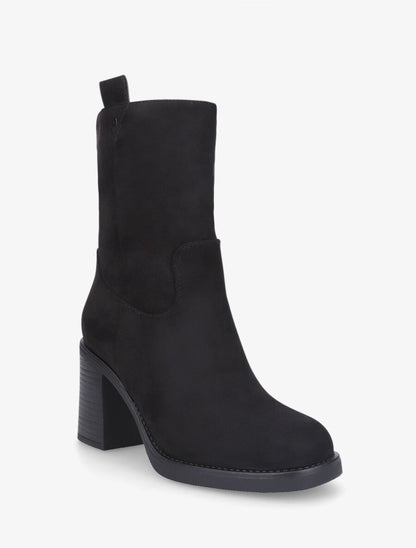 Bottines montantes en suédine à talon - Noir - 2
