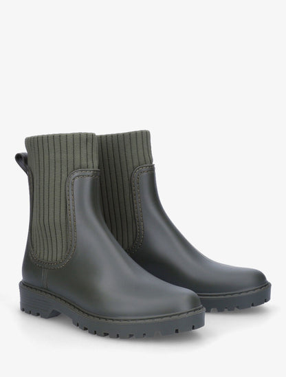 Bottines chaussettes en caoutchouc - Kaki - 4