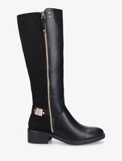 Bottes style cavalière bi-matière à zip - Noir - 5