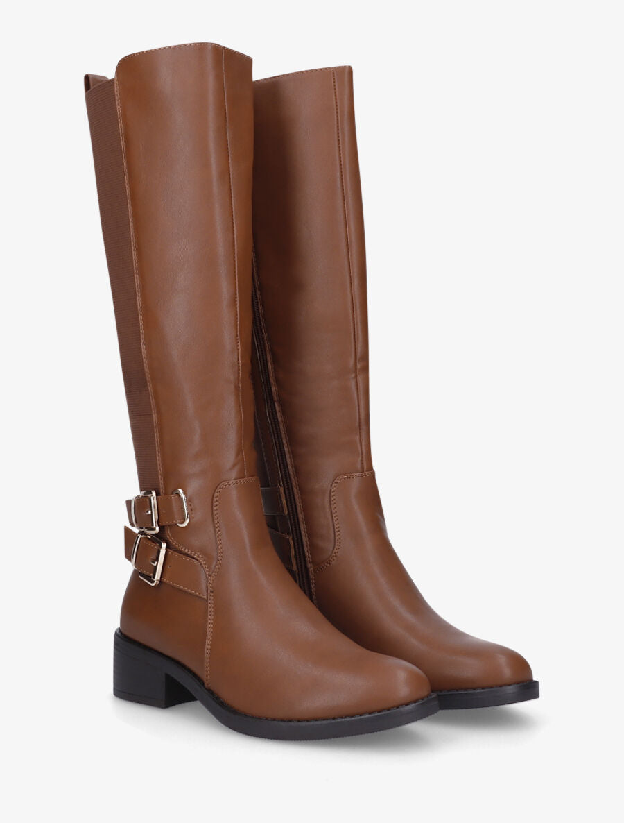 Bottes élastiquées à double sangle - Camel - 4