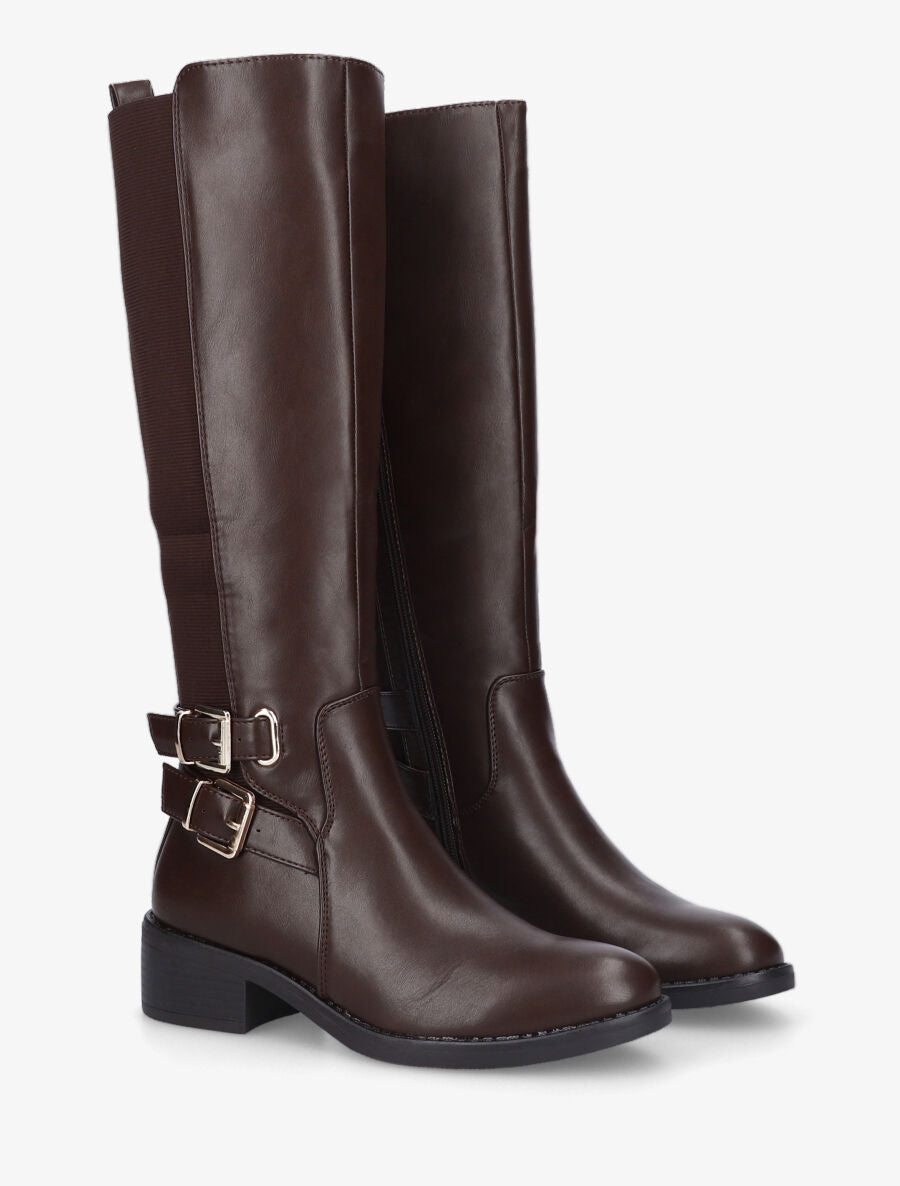 Bottes élastiquées à double sangle - Marron - 4