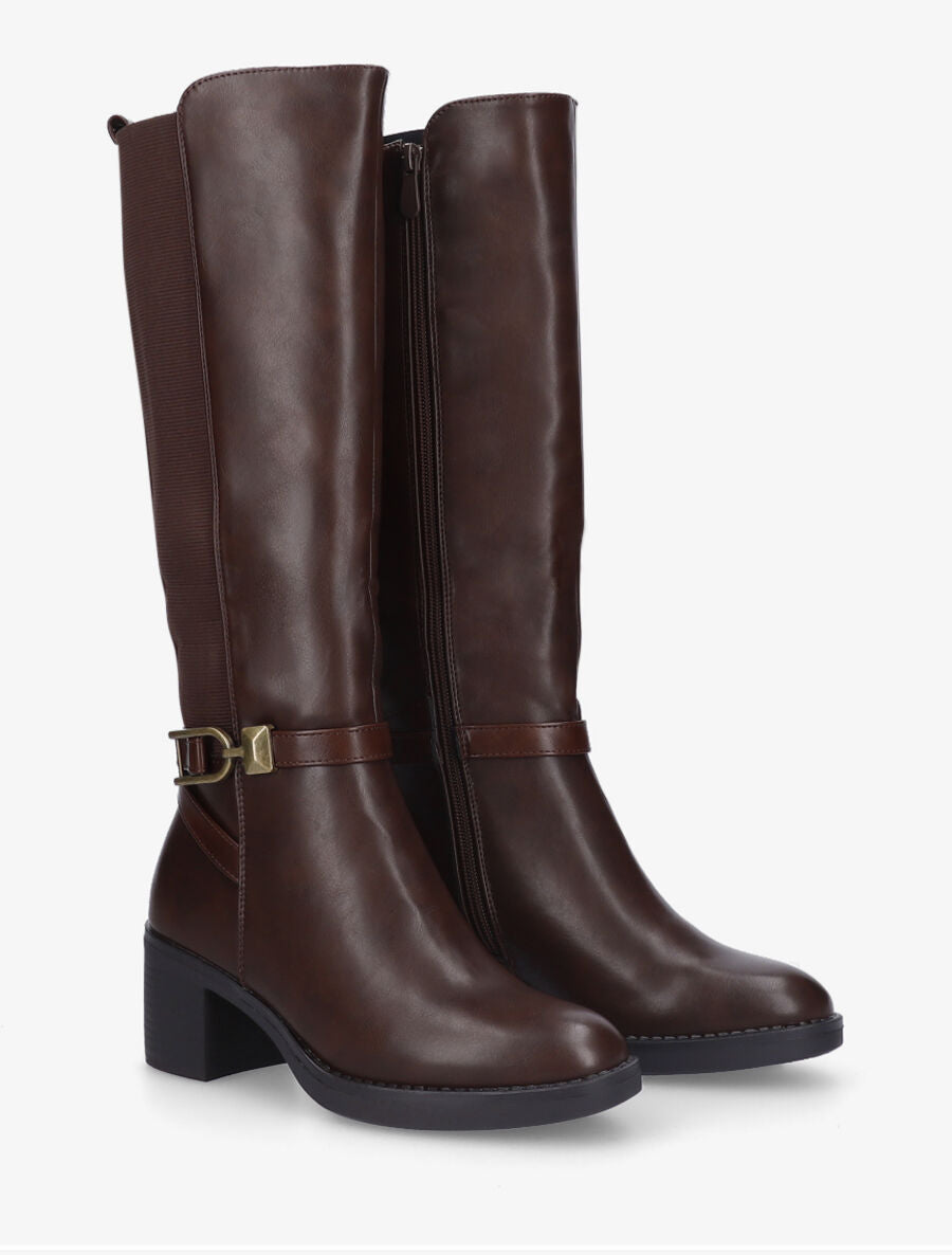Bottes élastiquées sanglé - Marron - 4
