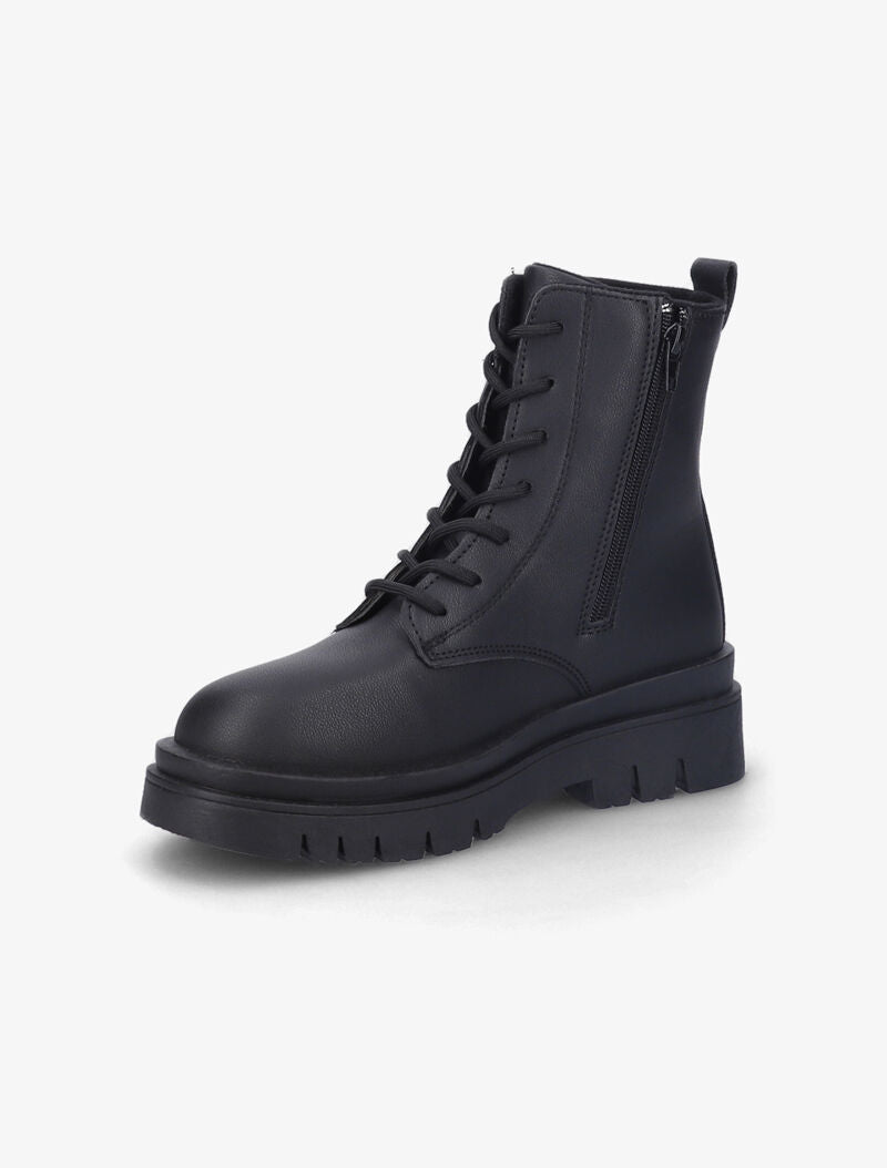 Boots en simili à lacets - Noir - 3