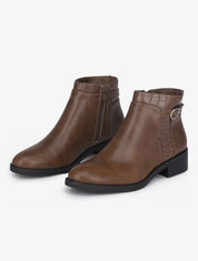 Bottines basses à détails croco - Marron - 1