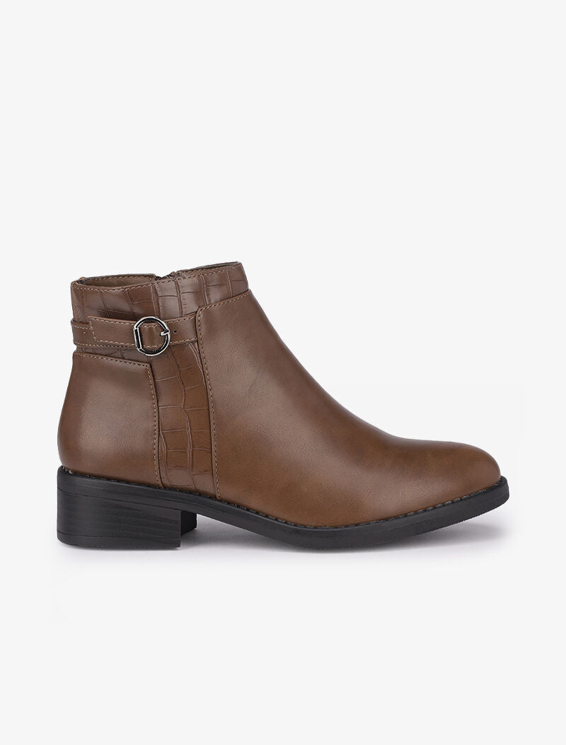 Bottines basses à détails croco - Marron - 2