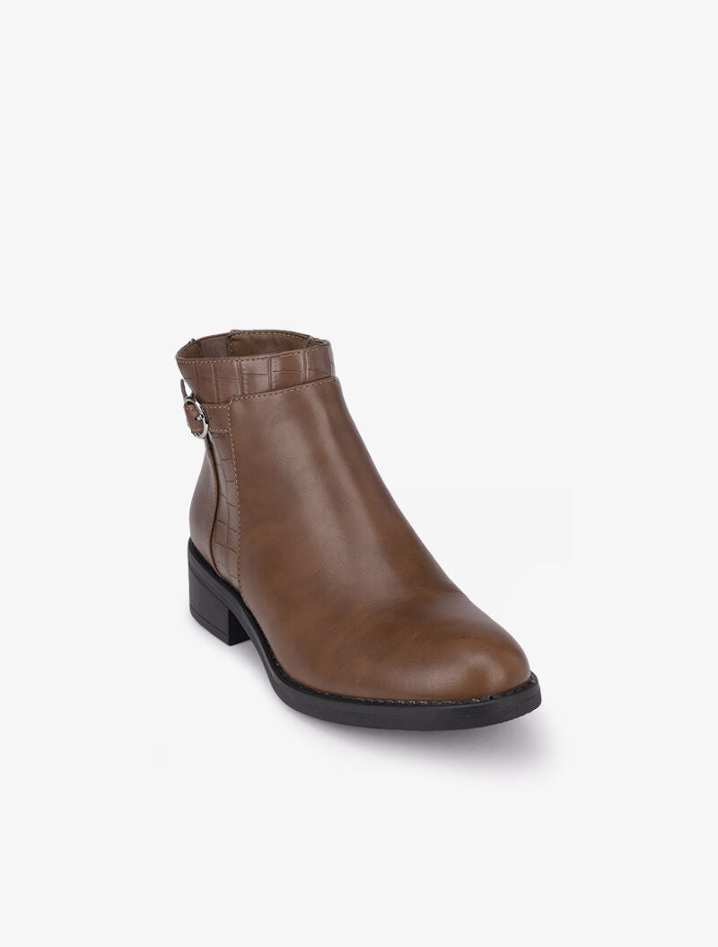 Bottines basses à détails croco - Marron - 3