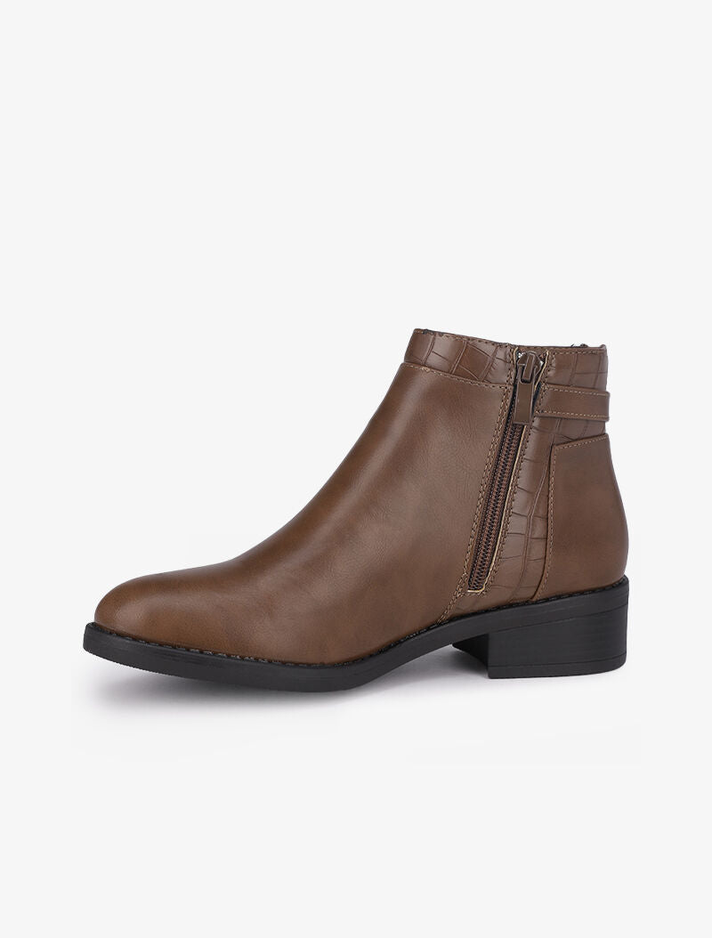 Bottines basses à détails croco - Marron - 4