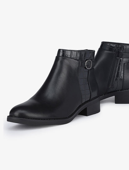 Bottines basses à détails croco - Noir - 4