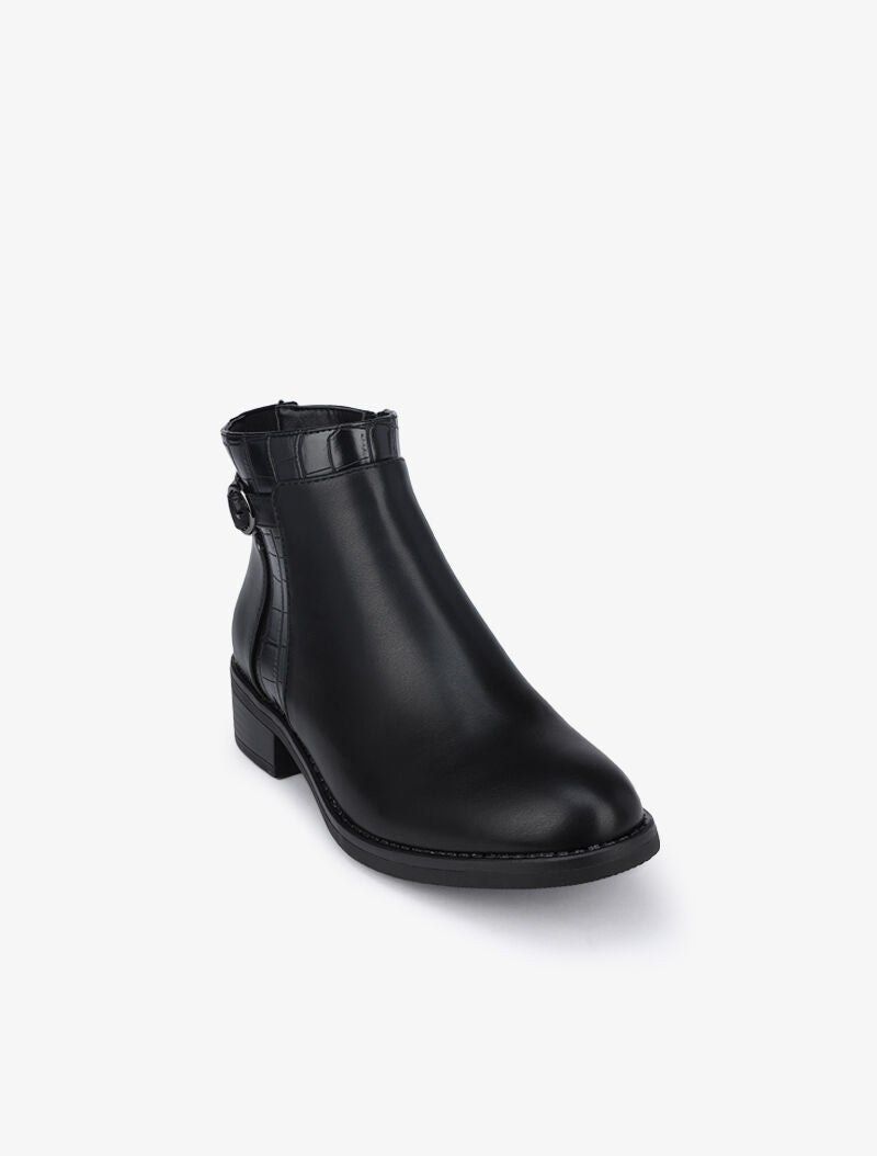 Bottines basses à détails croco - Noir - 2