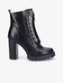 Bottines à talon haut et maillons décoratifs argentés - Noir - 5