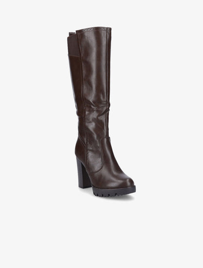 Bottes à talons à détails perforés - Marron - 3