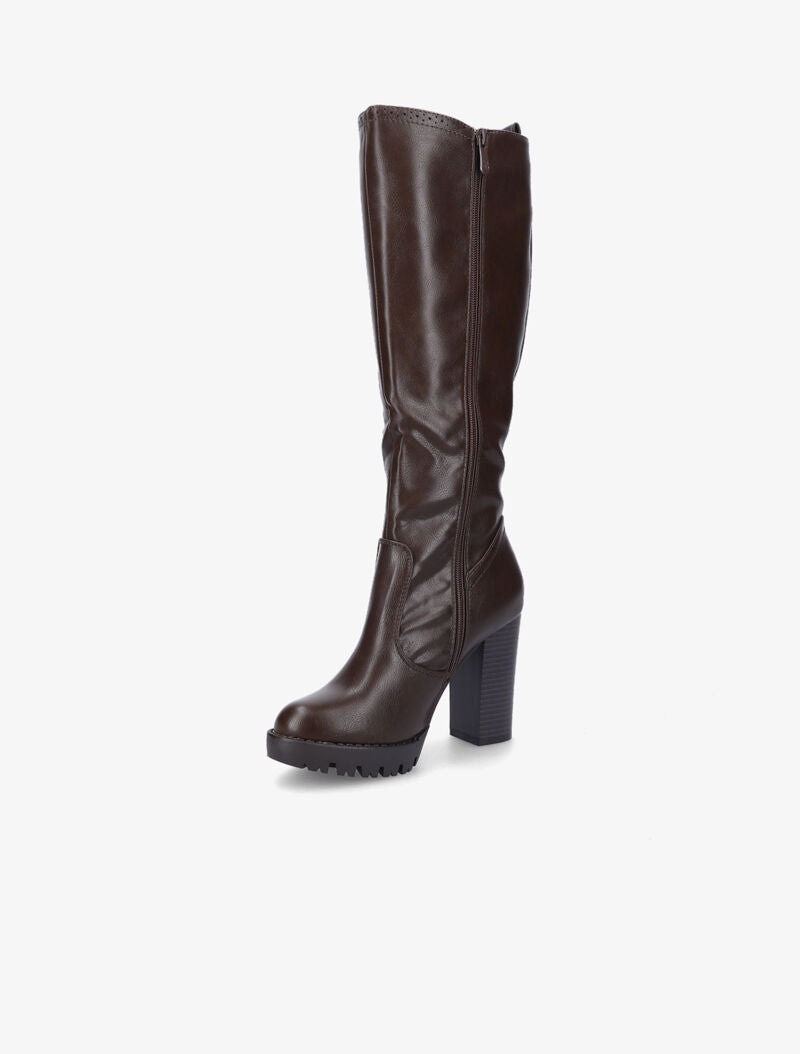 Bottes à talons à détails perforés - Marron - 4