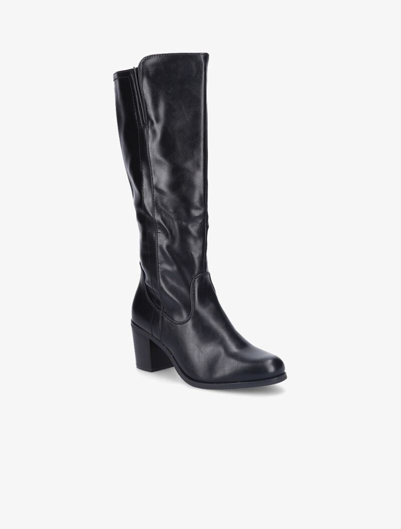 Bottes à talons en simili - Noir - 2
