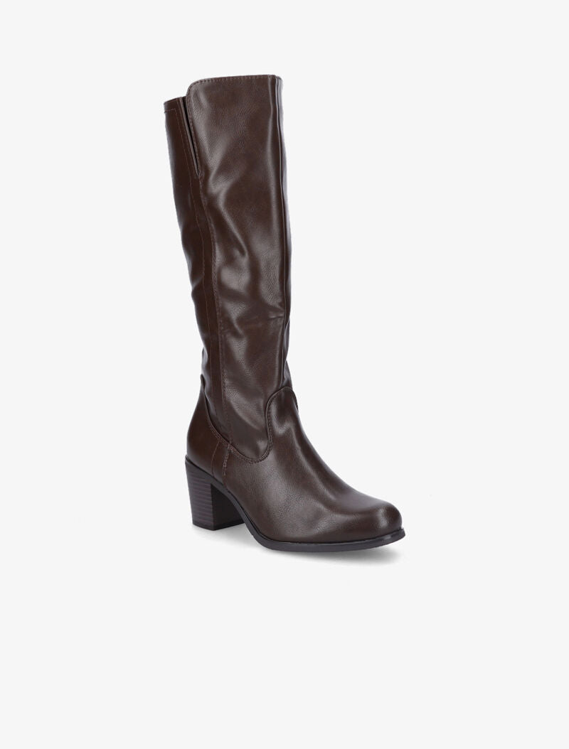 Bottes à talons en simili - Marron - 2