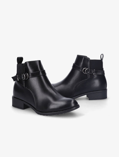 Bottines plates à chevilles élastiquées à sangles - Noir - 5
