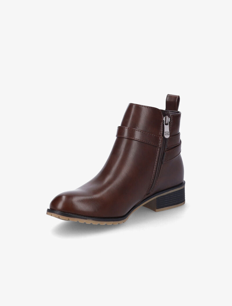 Bottines plates à chevilles élastiquées à sangles - Marron - 4