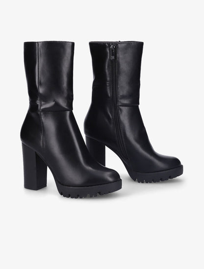 Bottines montantes à talons et semelles crantées - Noir - 1