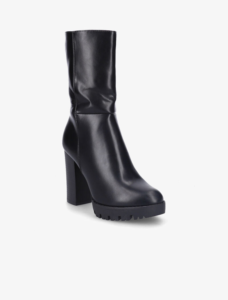 Bottines montantes à talons et semelles crantées - Noir - 3