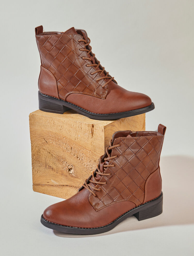 Bottines à motifs texturés - Marron - 5