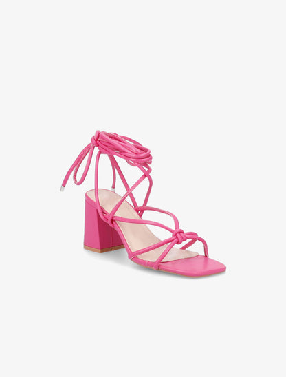 Sandales à nouer à la cheville et à talon - Fuchsia - 2