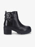 Bottines à talon et contrefort effet croco - Noir - 1