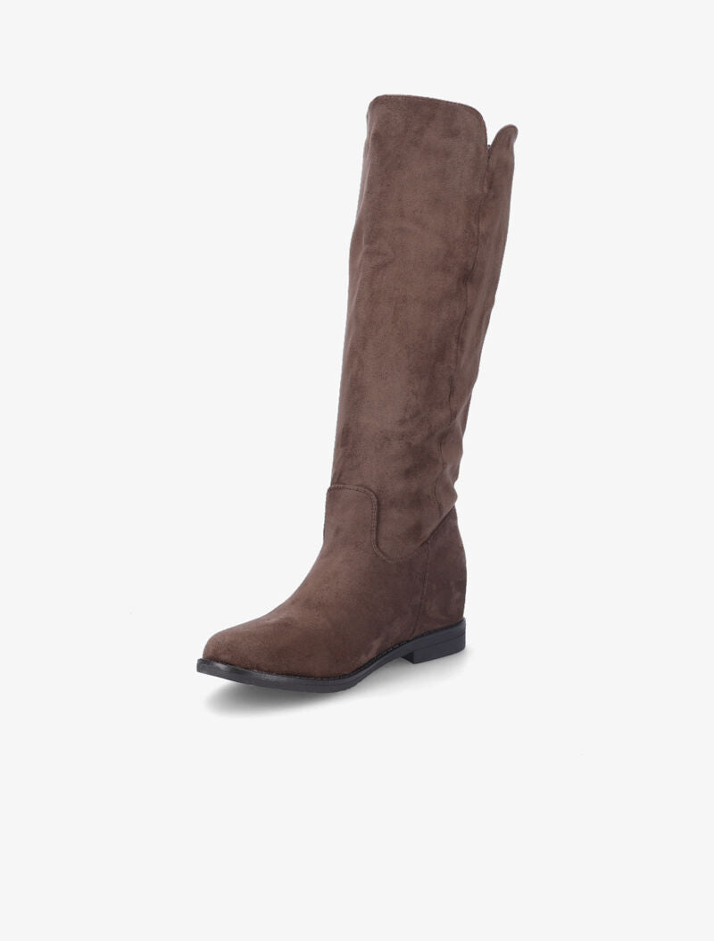 Bottes plates en suédine - Taupe - 4