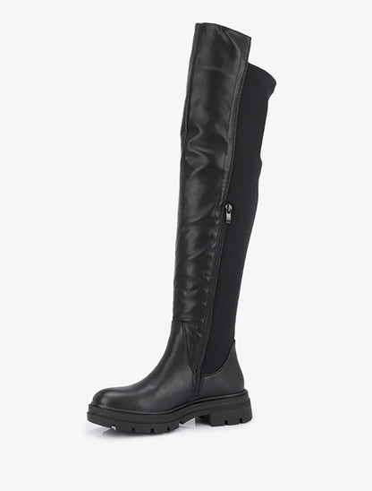 Cuissardes bi-matière à plateforme - Noir - 3