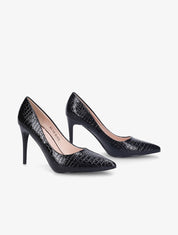 Escarpins vernis effet croco - Noir - 1