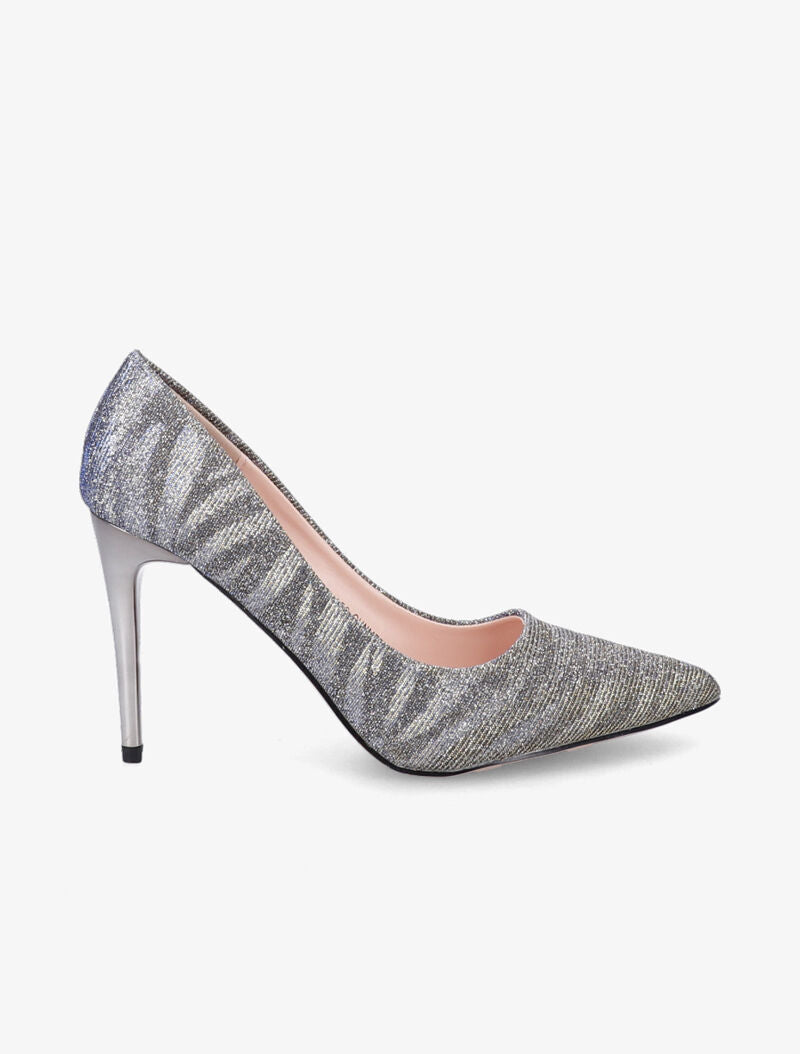 Escarpins zébrés à talon haut et paillettes - Or/argent - 2