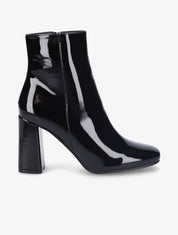 Bottines vernies à talon haut et bouts carrés - Noir - 5