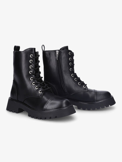 Bottines en simili à surpiqûres apparentes - Noir - 5