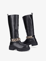 Bottes en simili à détail chaîne - Noir - 5