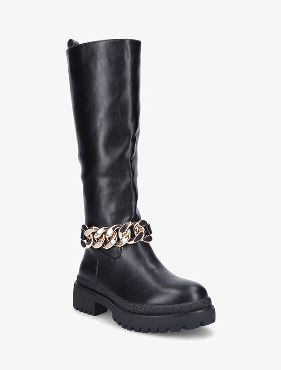 Bottes en simili à détail chaîne - Noir - 3