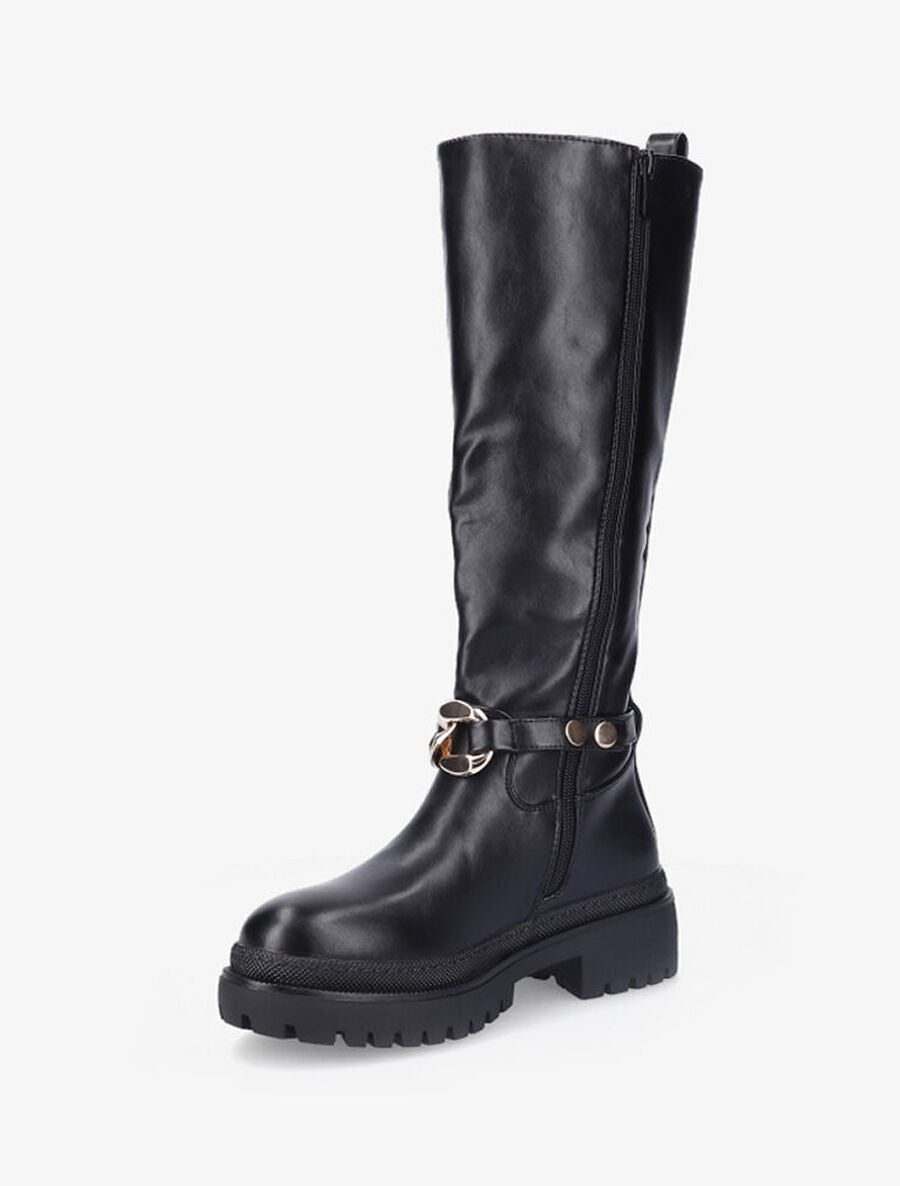 Bottes en simili à détail chaîne - Noir - 4