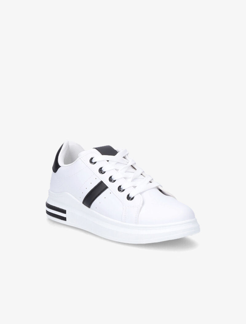 Sneakers simili à détails suédés - Blanc/noir - 2