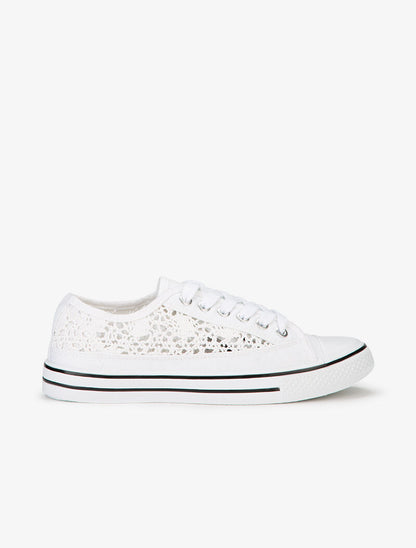 Tennis en crochet et bout en gomme - Blanc - 2