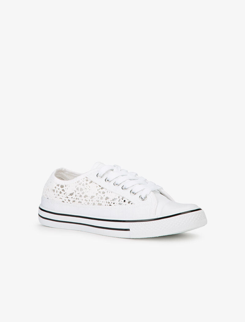 Tennis en crochet et bout en gomme - Blanc - 3