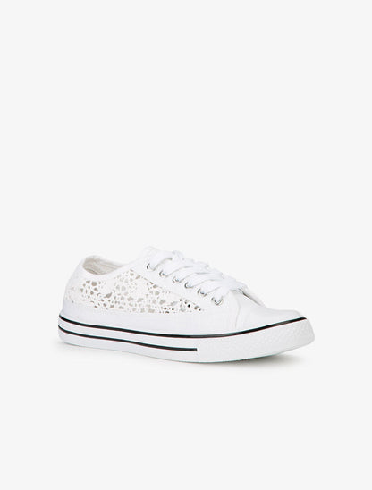 Tennis en crochet et bout en gomme - Blanc - 3