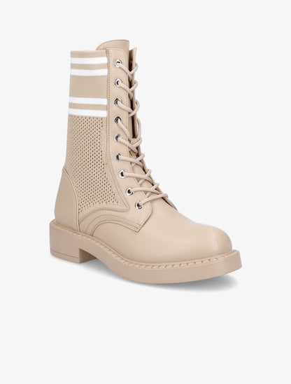 Rangers en toile et simili style chaussette - Camel - 2